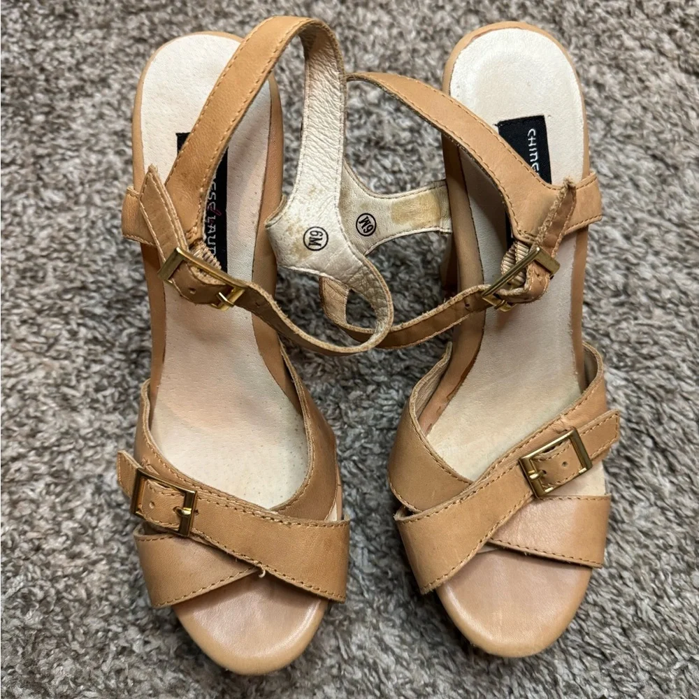 Chinese Laundry Tan Platform Heels Size 6